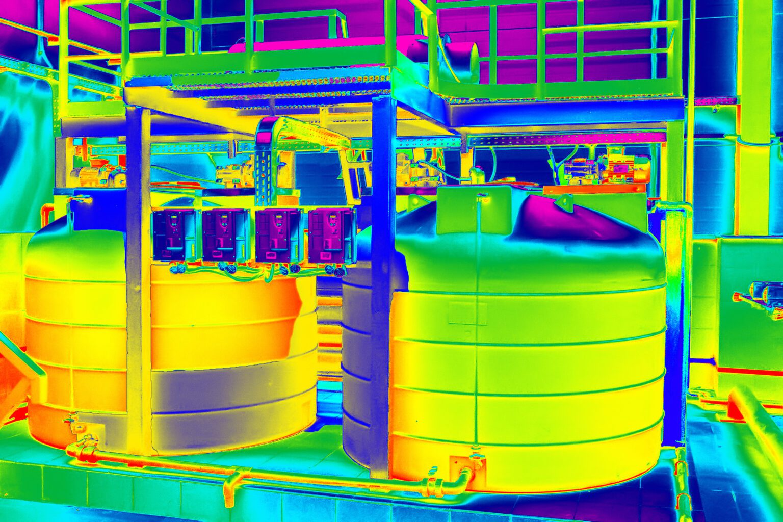 Thermal imaging image of two containers